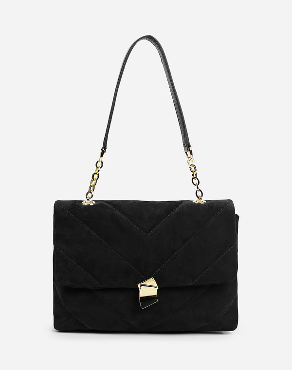 697-1216-0602 Сумка женская велюр-нат.кожа/текстиль черн, M, Mascotte