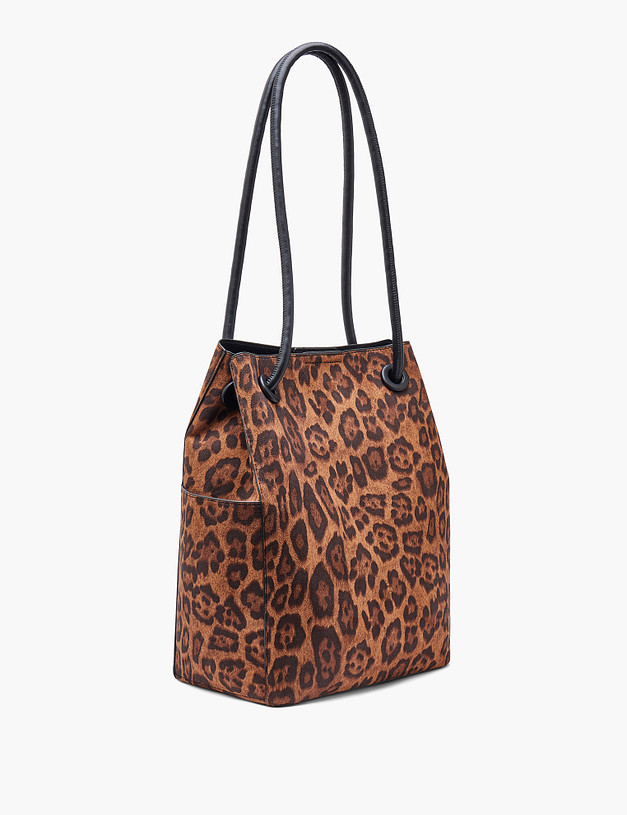 Коричневая женская сумка с леопардовым принтом MASCOTTE 646-5206-209 | ракурс 3