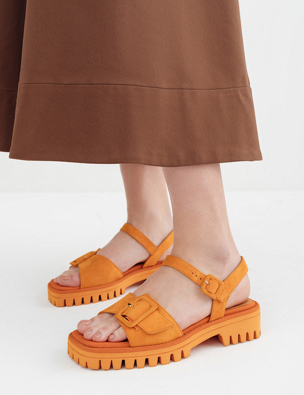 Оранжевые женские сандалии из велюра MASCOTTE 233-4123912-4641M | ракурс 1