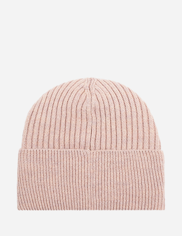 Розовая женская шапка в рубчик MASCOTTE 784-1201-7506 | ракурс 3