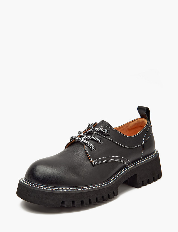 Черные кожаные женские дерби MASCOTTE 58-410611-7100M | ракурс 2