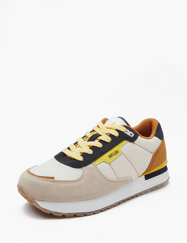 Молочные женские кроссовки с цветными вставками MASCOTTE 189-414121-0201 | ракурс 2