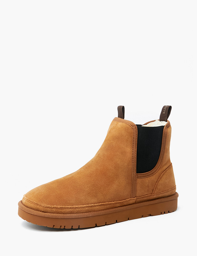 Рыжие мужские угги с боковой резинкой MASCOTTE 128-229335-0213 | ракурс 3