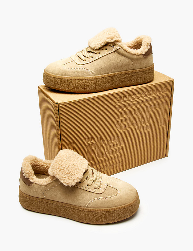 Бежевые женские кеды на меху MASCOTTE 234-525641-0208 | ракурс 6