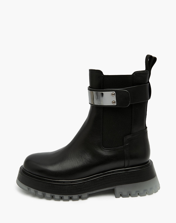 172-3201122-3100M Ботинки женские нат.кожа-резина/ворсин-нат.кожа черн, Mascotte