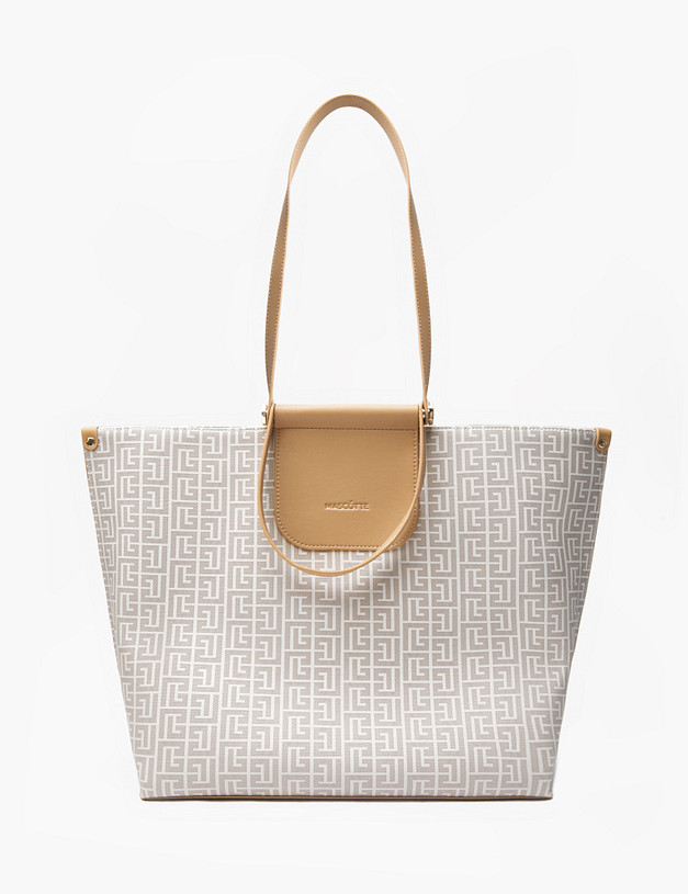 Бежевая женская сумка с принтом MASCOTTE 602-2102-601 | ракурс 2