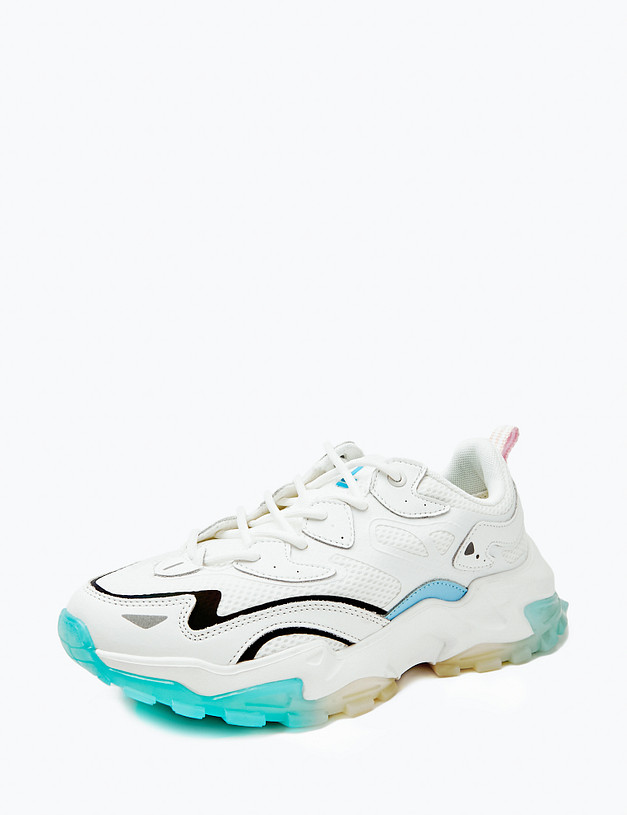 Белые женские кроссовки с цветной подошвой  MASCOTTE 189-415821-0201 | ракурс 4 Белые женские кроссовки с цветной подошвой  MASCOTTE 189-415821-0201 | ракурс 4