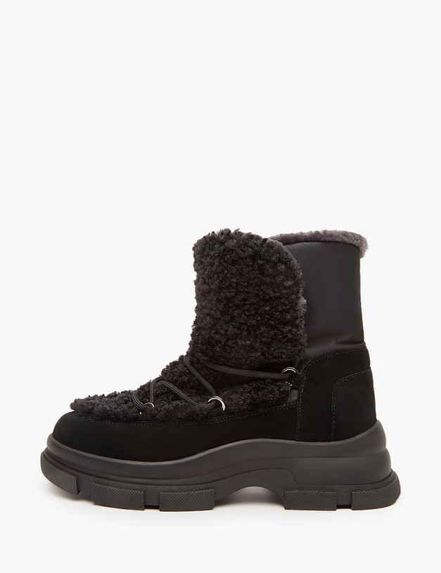 Черные женские ботинки на меху MASCOTTE 233-3201938-0602 | ракурс 1