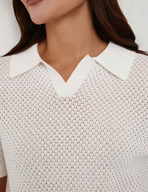 Белая женская футболка-поло MASCOTTE 852-6114-2601 | ракурс 4