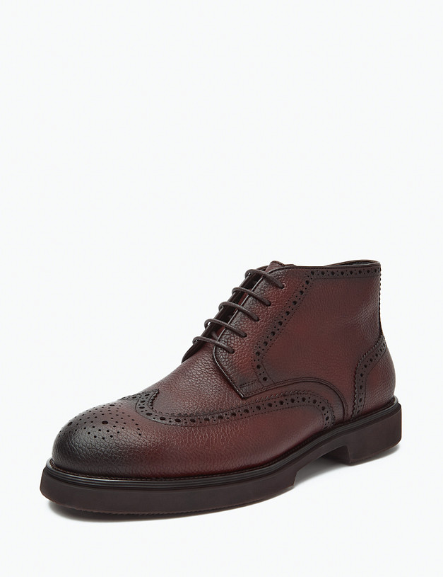 Коричневые мужские ботинки с перфорацией MASCOTTE 175-322824-0109 | ракурс 3 Коричневые мужские ботинки с перфорацией MASCOTTE 175-322824-0109 | ракурс 3