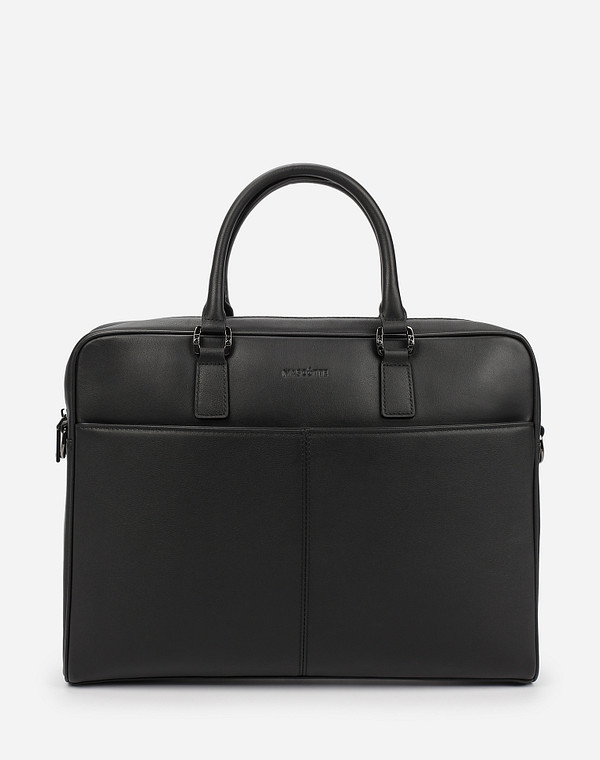 602-1206-102 Сумка мужская нат.кожа/текстиль черн, L, Mascotte