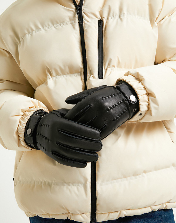 707-2221-102 Перчатки муж. нат.кожа-текстиль/шерсть черн, Mascotte