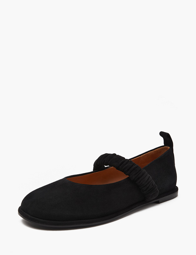 Черные женские велюровые балетки MASCOTTE 126-414812-3605M | ракурс 2