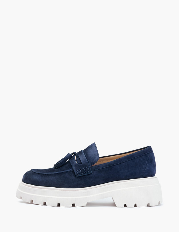 Сапфировые женские лоферы из велюра MASCOTTE 233-210911-3636M | ракурс 1