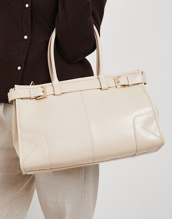 616-6110-601 Сумка женская кож.спилок/текстиль молочн, L, Mascotte