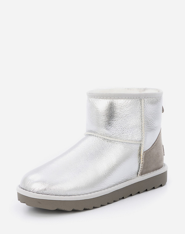 234-1225131-0916 Ботинки женские нат.кожа-велюр/мех серебро-серый, Mascotte