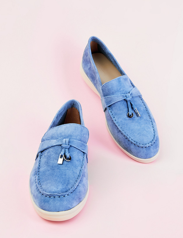 Небесно-голубые женские лоферы из велюра MASCOTTE 11-110311-0611 | ракурс 6