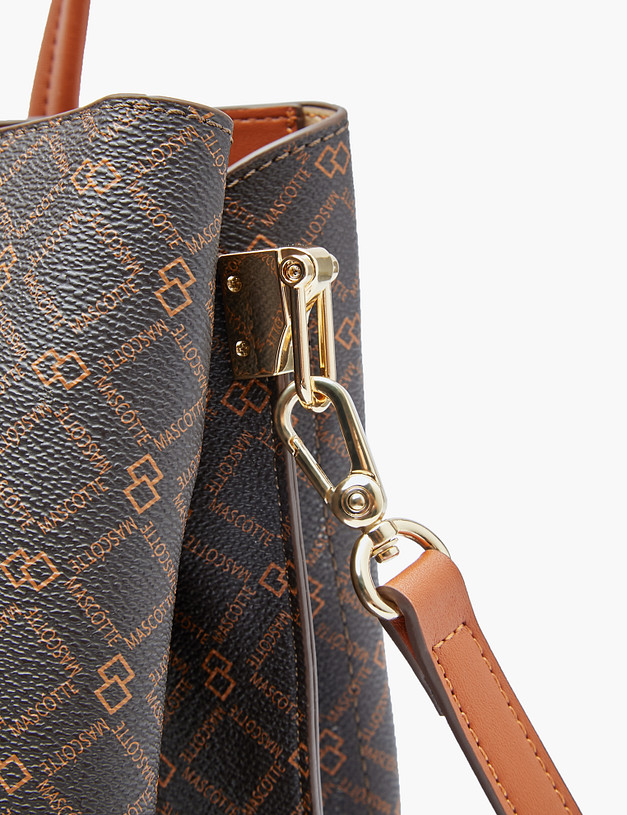 Коричневая женская сумка с фирменным принтом MASCOTTE 602-2208-609 | ракурс 5