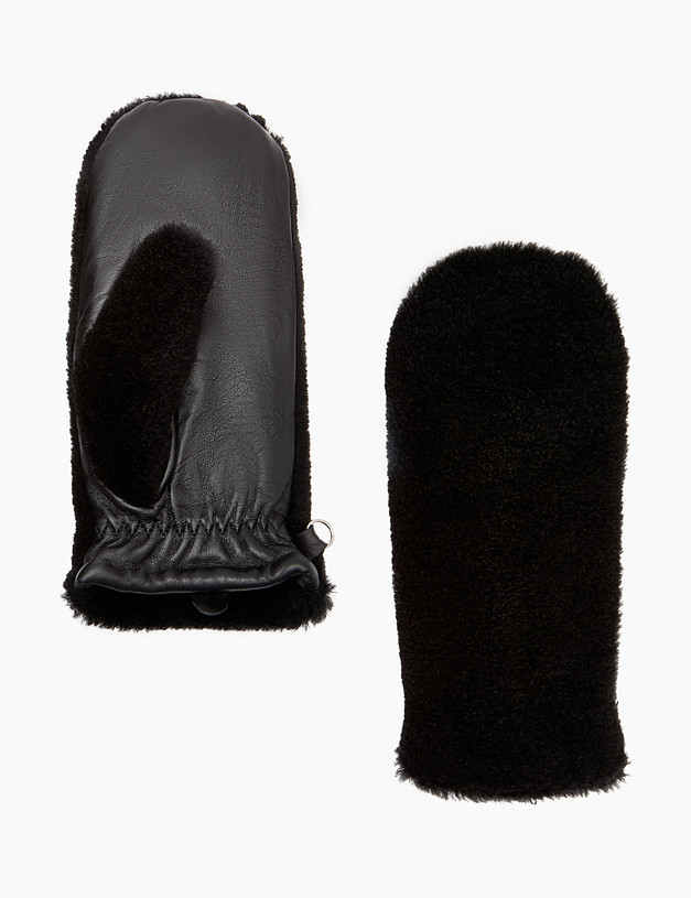Черные женские варежки из шерсти MASCOTTE 717-2216-502 | ракурс 2 Черные женские варежки из шерсти MASCOTTE 717-2216-502 | ракурс 2