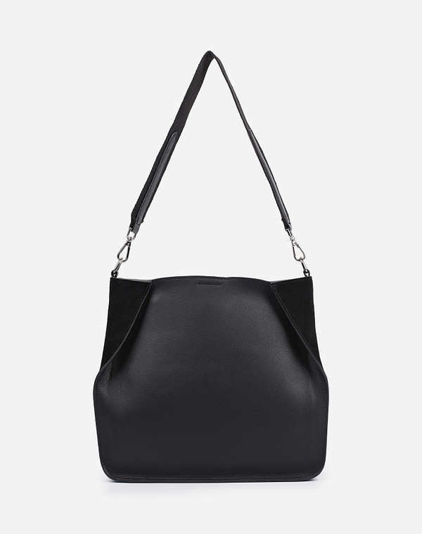 660-1207-602 Сумка женская кож.спилок-велюр/текстиль черн, M, Mascotte