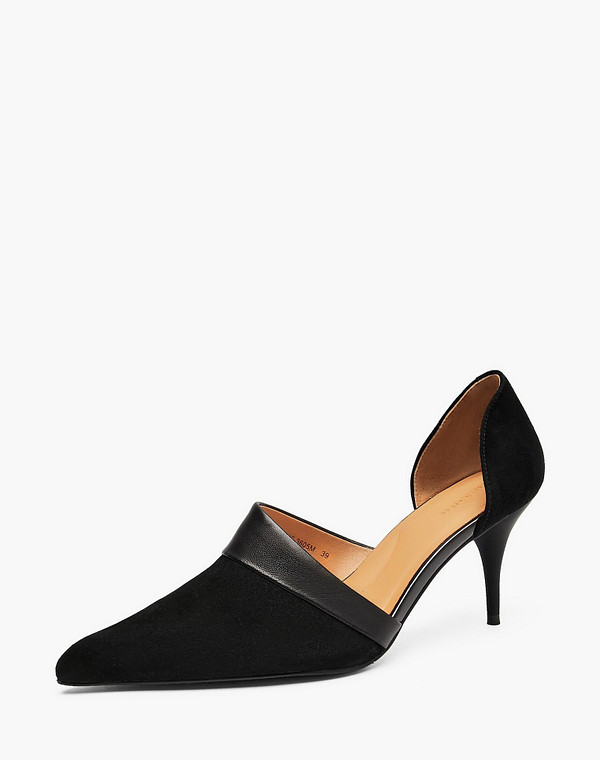 126-612615-3605M Туфли летние женские велюр-нат.кожа/нат.кожа черн, Mascotte