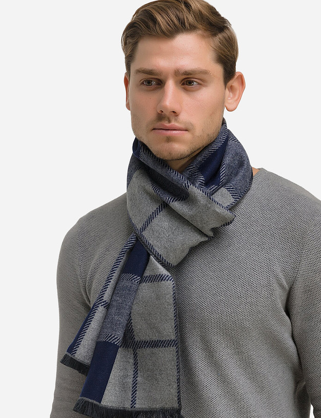 Синий мужской шарф MASCOTTE 730-0214-2403 | ракурс 3