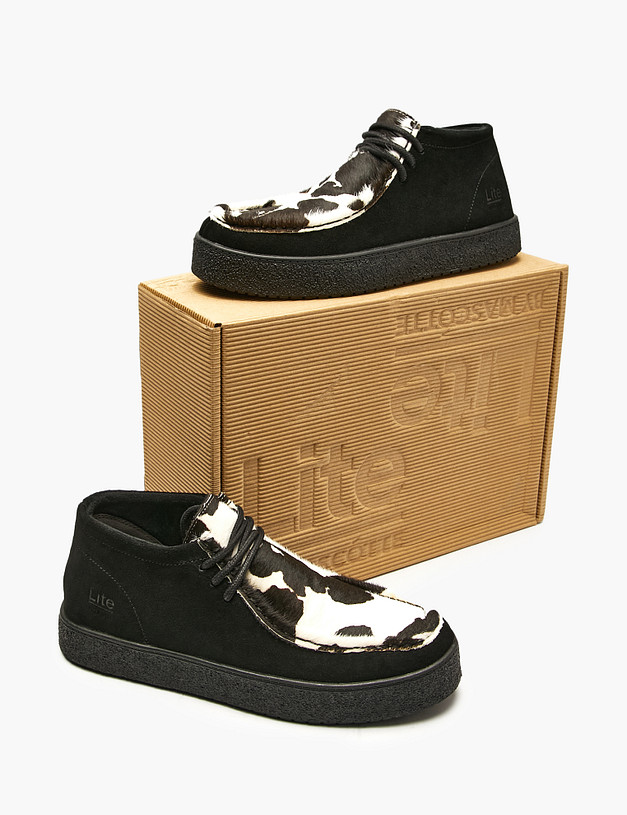 Черные женские полуботинки с коровьим принтом MASCOTTE 64-523221-0221 | ракурс 7