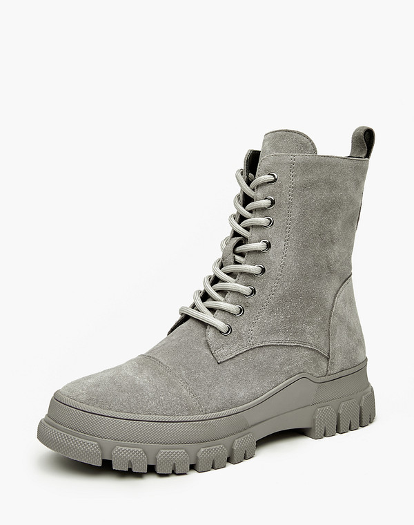 233-122631-0210 Ботинки женские велюр/мех-нат.кожа серый, Mascotte