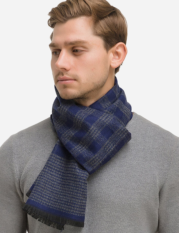 Синий мужской шарф MASCOTTE 730-0240-2403 | ракурс 3