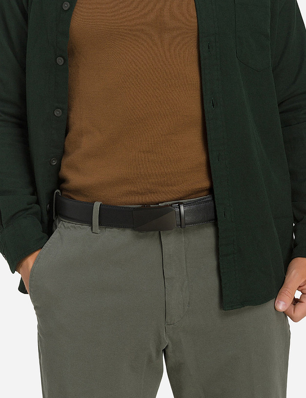 Черный кожаный мужской ремень MASCOTTE 727-0223-102 | ракурс 3