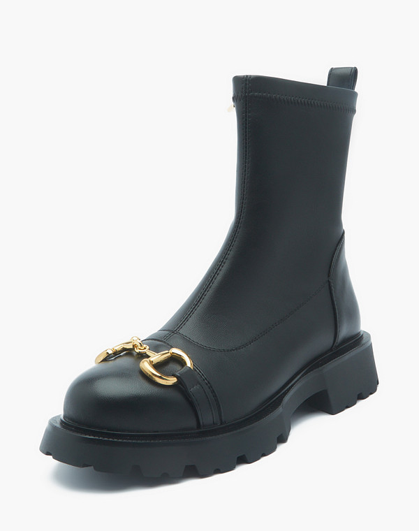 25-220721-0602 Ботинки женские и.кожа/ворсин черн, Mascotte