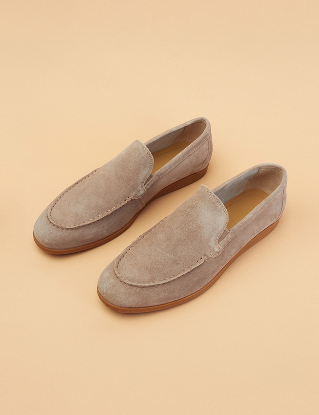 Бежевые мужские слипоны из велюра MASCOTTE 104-2130911-3267M | ракурс 8