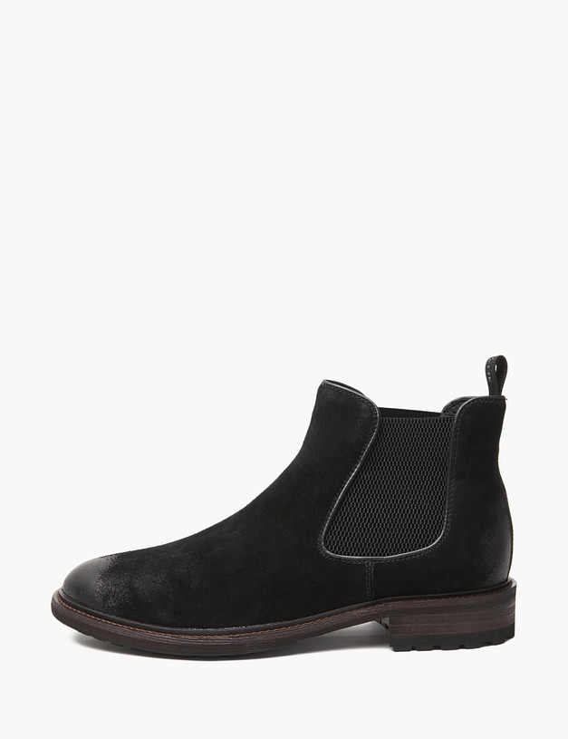 Черные мужские челси из велюра MASCOTTE 22-422122-3205M | ракурс 1 Черные мужские челси из велюра MASCOTTE 22-422122-3205M | ракурс 1