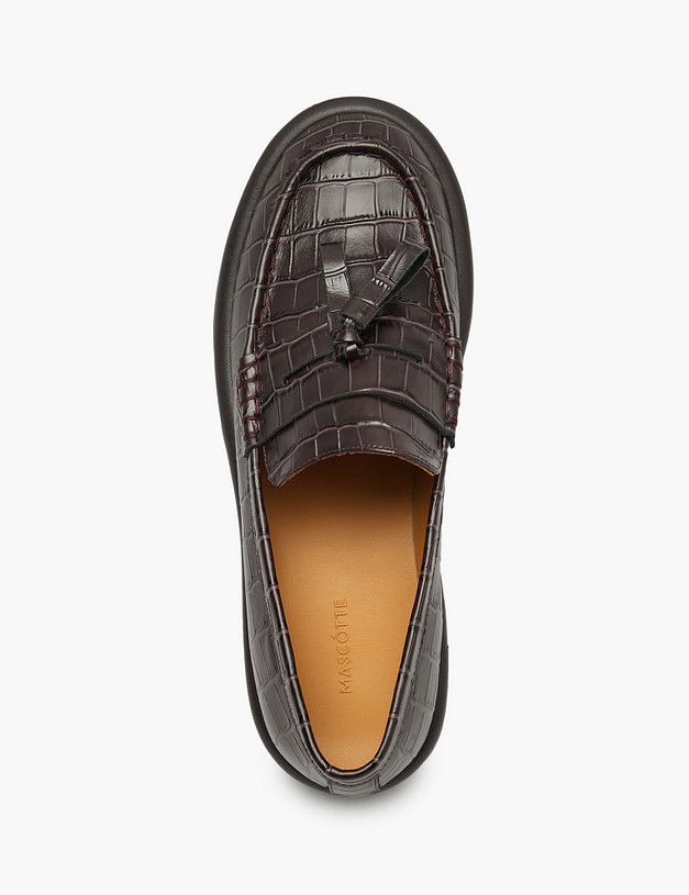 Коричневые женские лоферы с тиснением MASCOTTE 126-522113-0109 | ракурс 4