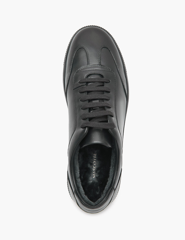 Черные мужские кожаные кеды на меху MASCOTTE 175-322433-0102 | ракурс 4