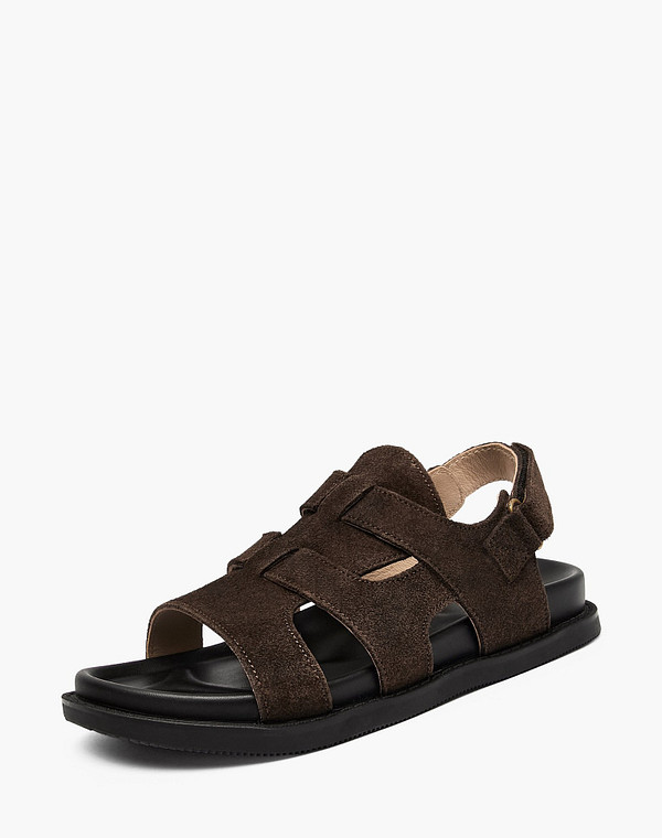 98-512811-0209 Туфли летние мальч./девич. велюр/нат.кожа корич, Mascotte JUNIOR