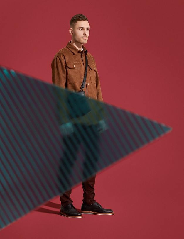 Черные кожаные мужские броги MASCOTTE 175-310212-0102 | ракурс 1