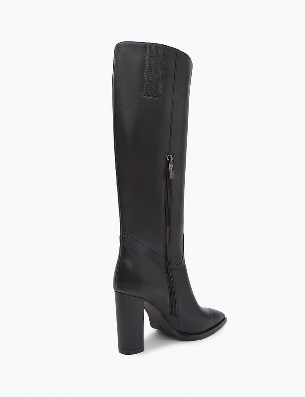 Черные женские сапоги на высоком каблуке MASCOTTE 172-3202624-3199M | ракурс 3 Черные женские сапоги на высоком каблуке MASCOTTE 172-3202624-3199M | ракурс 3