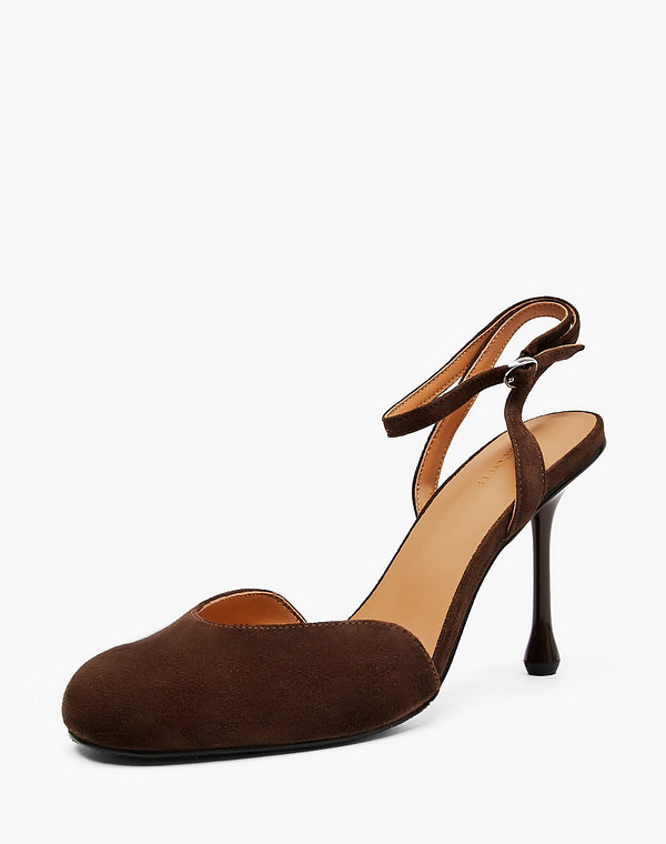 234-613311-0609 Туфли летние женские велюр/нат.кожа темн-коричн, Mascotte