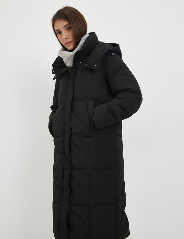 Черное женское дутое пальто MASCOTTE 234-3428-2402 | ракурс 1