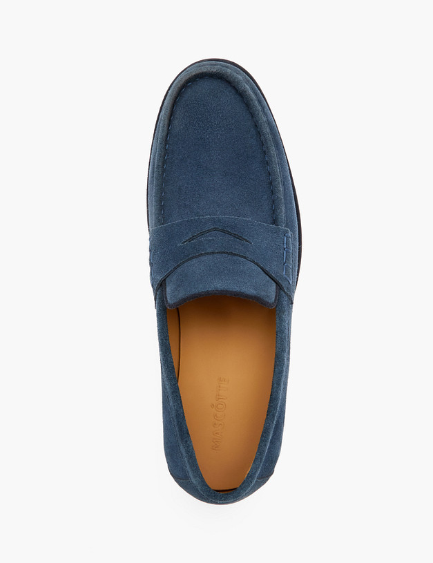 Синие мужские лоферы из велюра MASCOTTE 22-311211-3222M | ракурс 4
