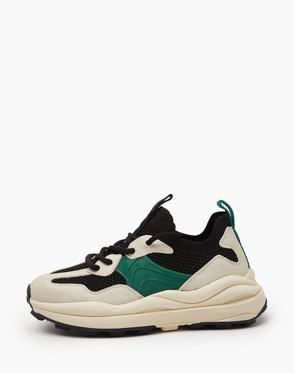 234-413721-0604 Полуботинки для активного отдыха мальч./девич. и.кожа/текстиль молочн-изумруд, Mascotte JUNIOR