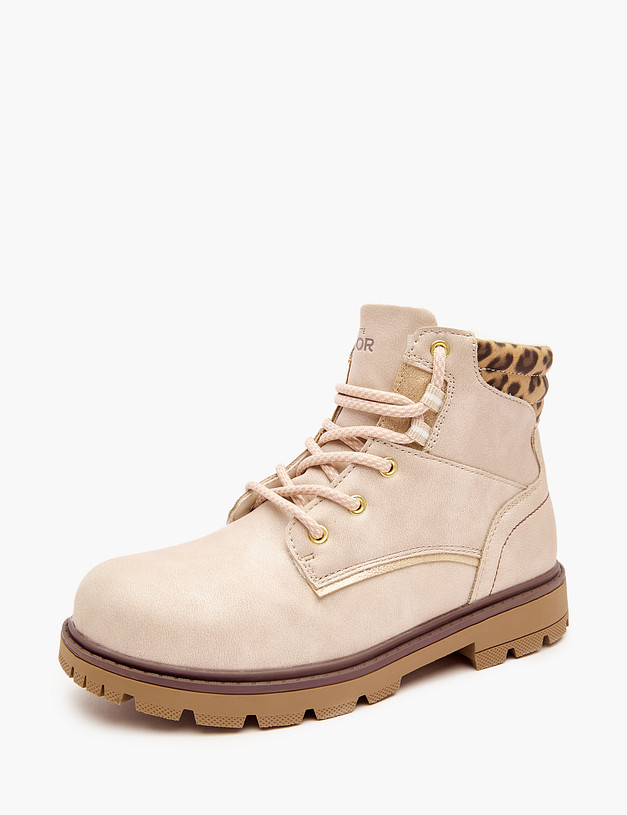 Бежевые ботинки для девочек MASCOTTE 18-322551-0608 | ракурс 4