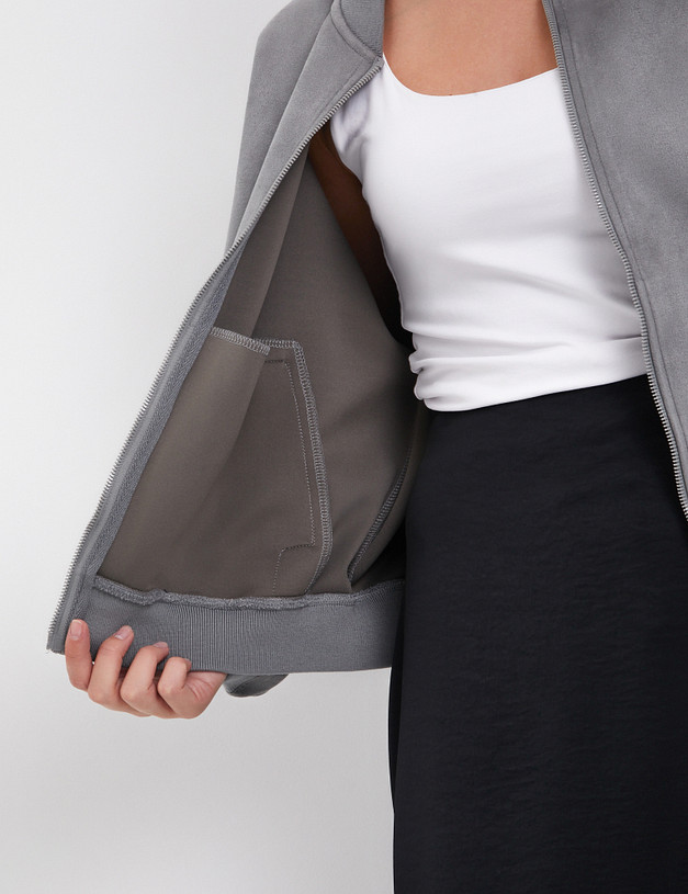 Серый женский бомбер 848-4225-2410 купить с доставкой | Mascotte