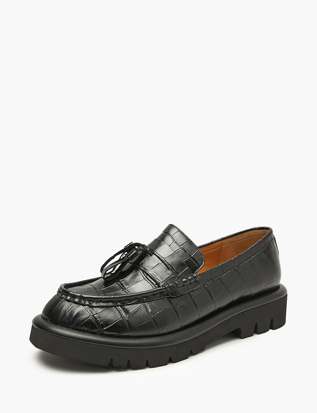 Черные женские лоферы с тиснением MASCOTTE 126-522113-0102 | ракурс 2