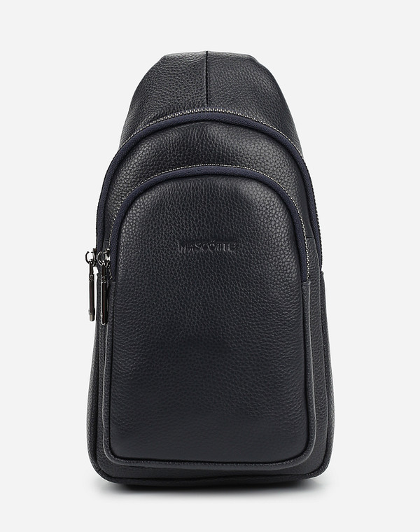 604-1101-103 Сумка мужская нат.кожа-и.кожа/текстиль синий, M, Mascotte