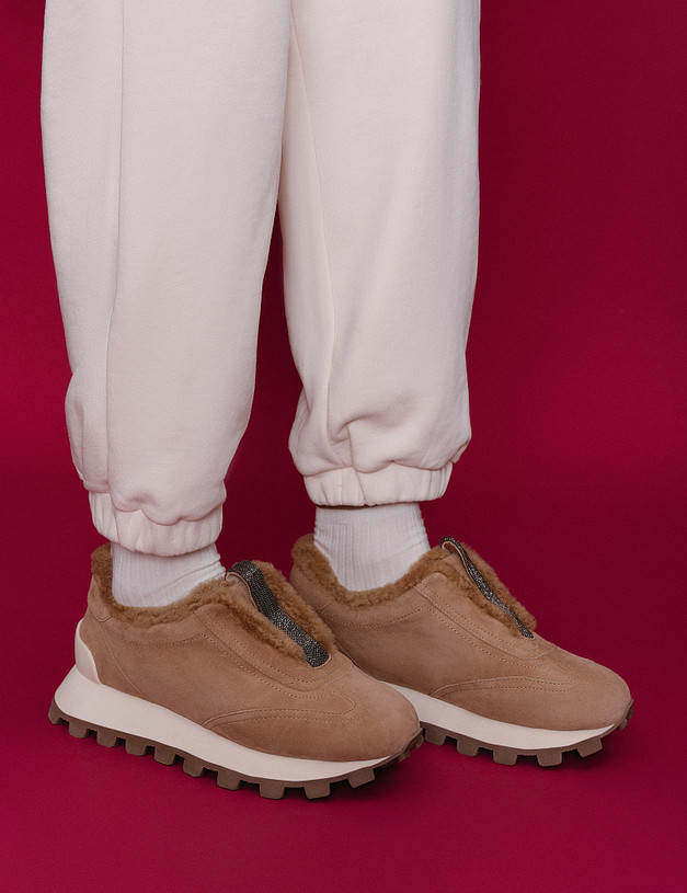 Бежевые женские зимние кроссовки MASCOTTE 15-510238-4643M | ракурс 2