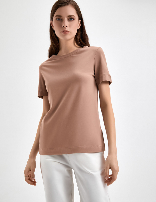 Бежевая женская футболка MASCOTTE 790-3114-2609 | ракурс 2