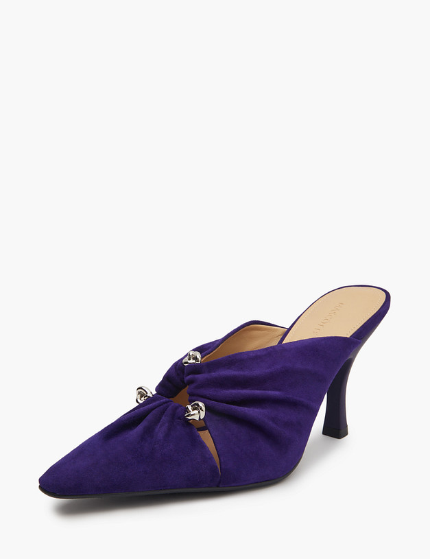Темно-фиолетовые женские мюли на каблуке MASCOTTE 175-5163211-0603 | ракурс 4