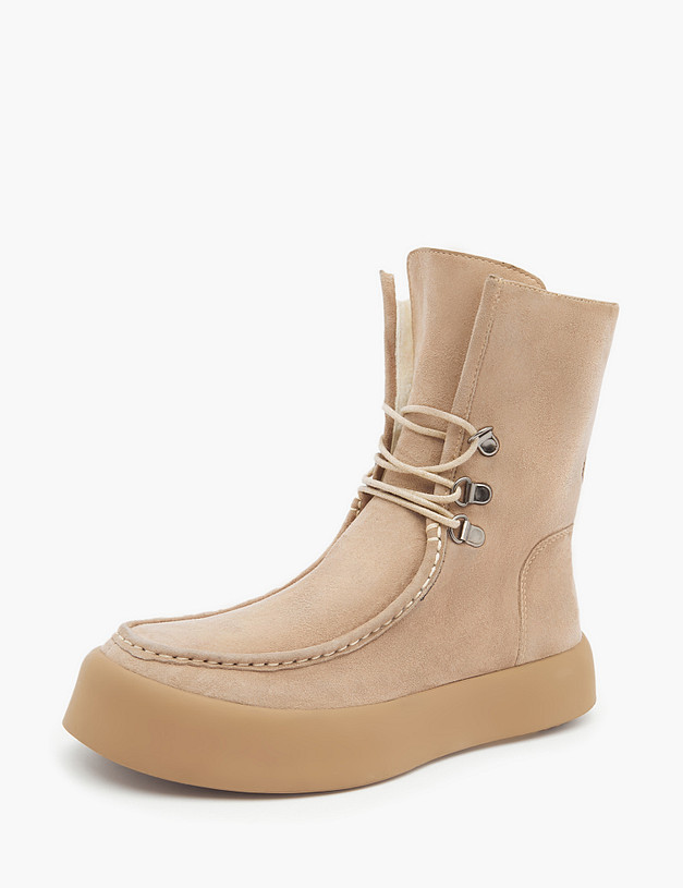 Бежевые велюровые женские ботинки на меху MASCOTTE 22-3200636-3698M | ракурс 2